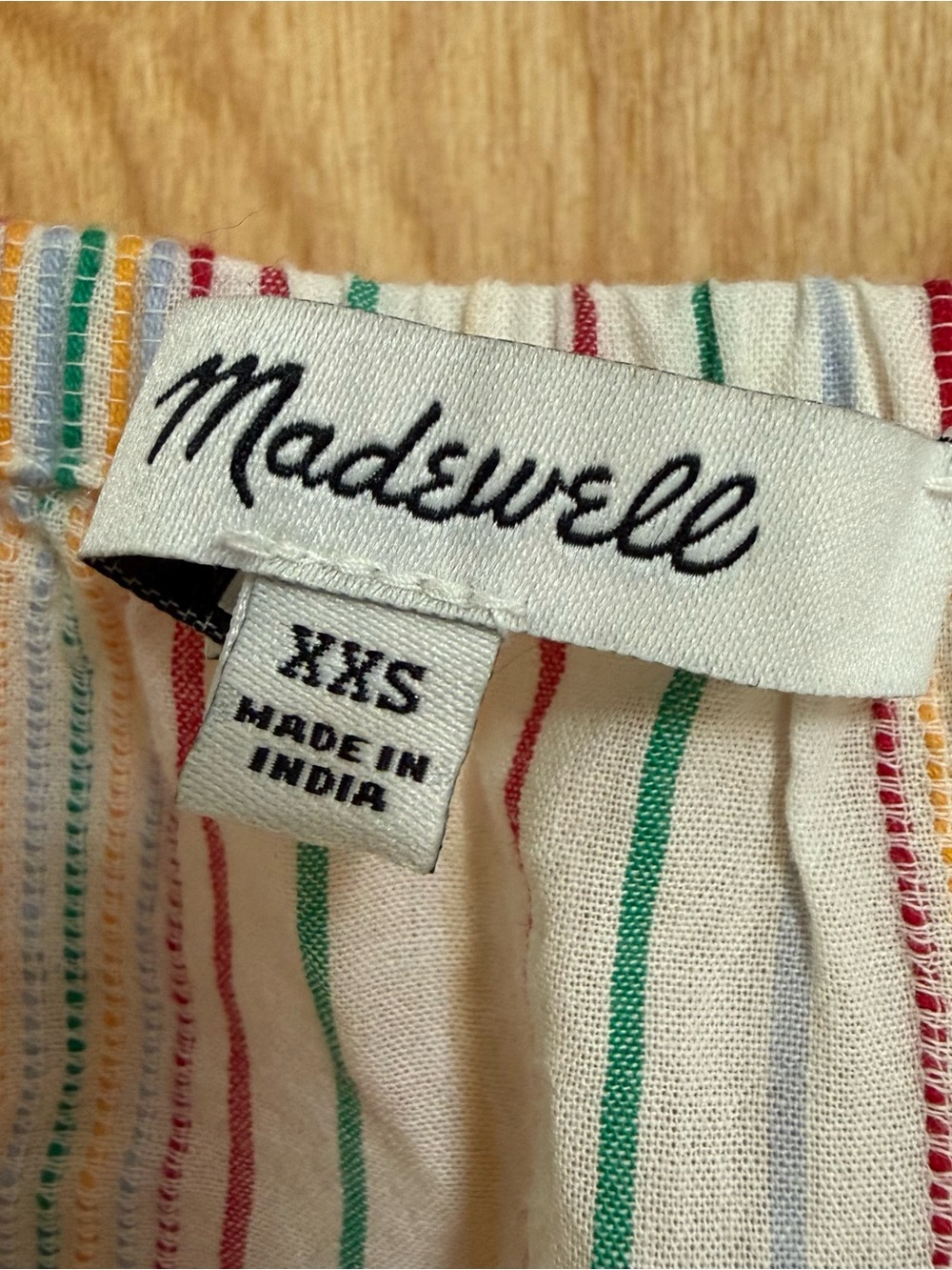 XXS Madewell Embroidered Textural Rainbow Stripe Button-Front Tank Pearl Ivory - Picture 4 of 8